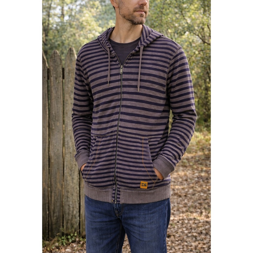 BOSS Orange Hoodie Mens Large Gray Blue Striped Full Zip Lightweight‎ Casual